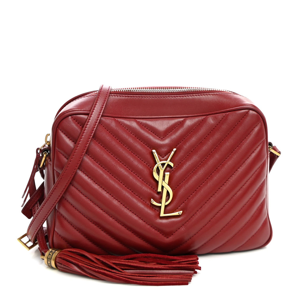 Saint Laurent Calfskin Matelasse Monogram Lou Camera Bag Red