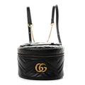 Gucci Calfskin Matelasse Mini GG Marmont Round Backpack Black