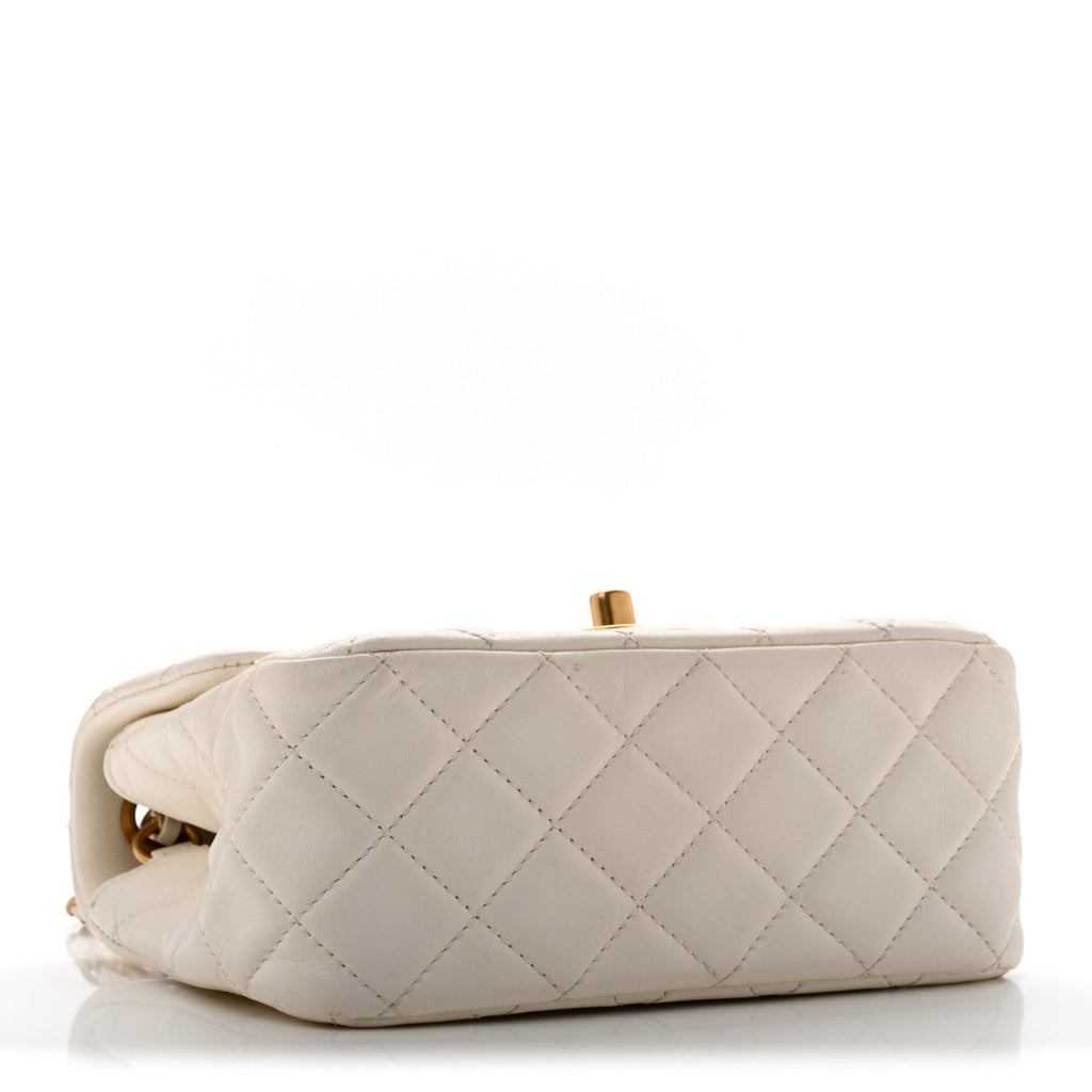 Chanel Lambskin Quilted Mini Pearl Crush Flap White