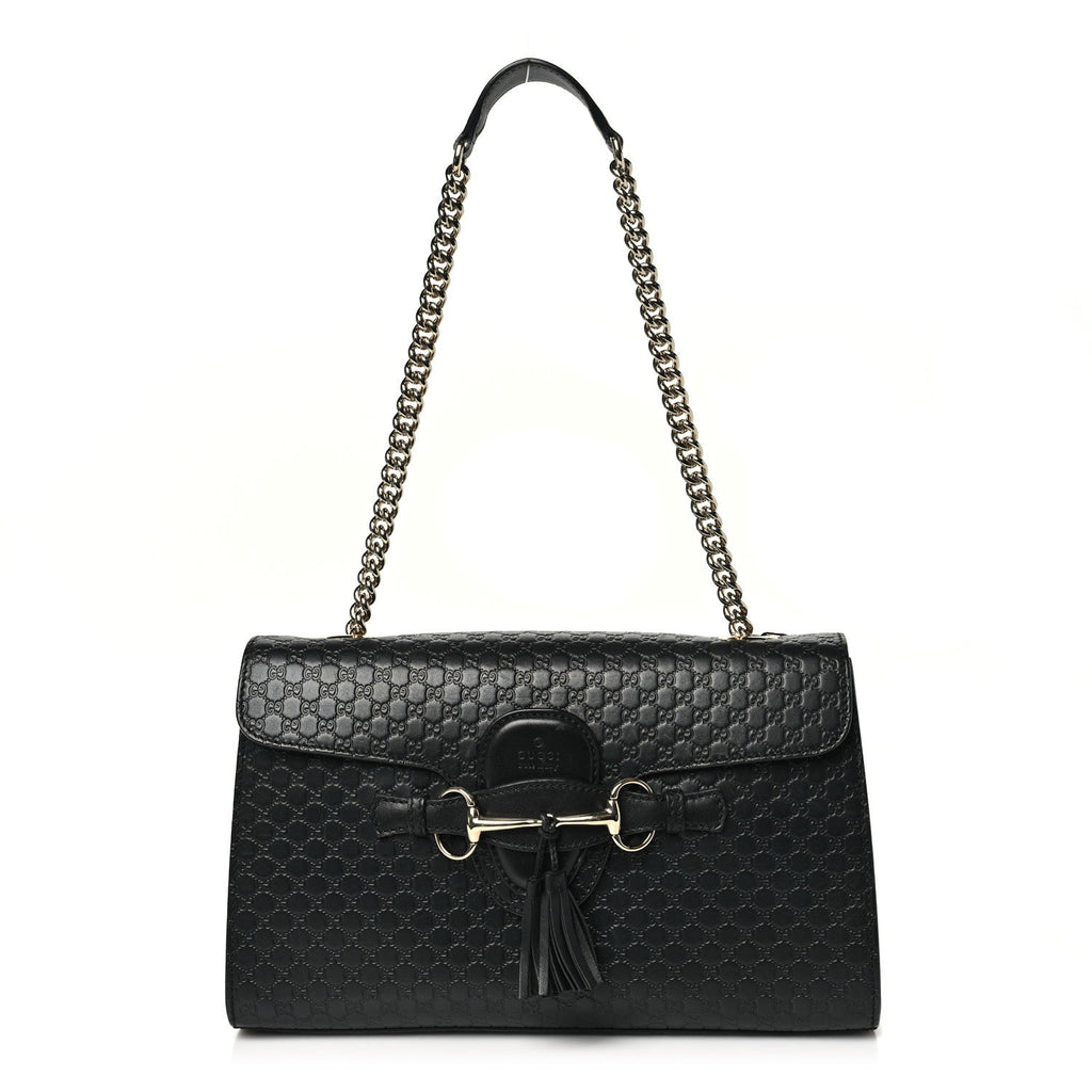 Gucci Microguccissima Medium Emily Chain Shoulder Bag Black