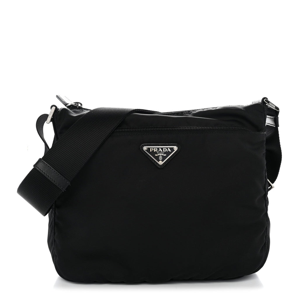 Prada Nylon Vela Messenger Bag Black