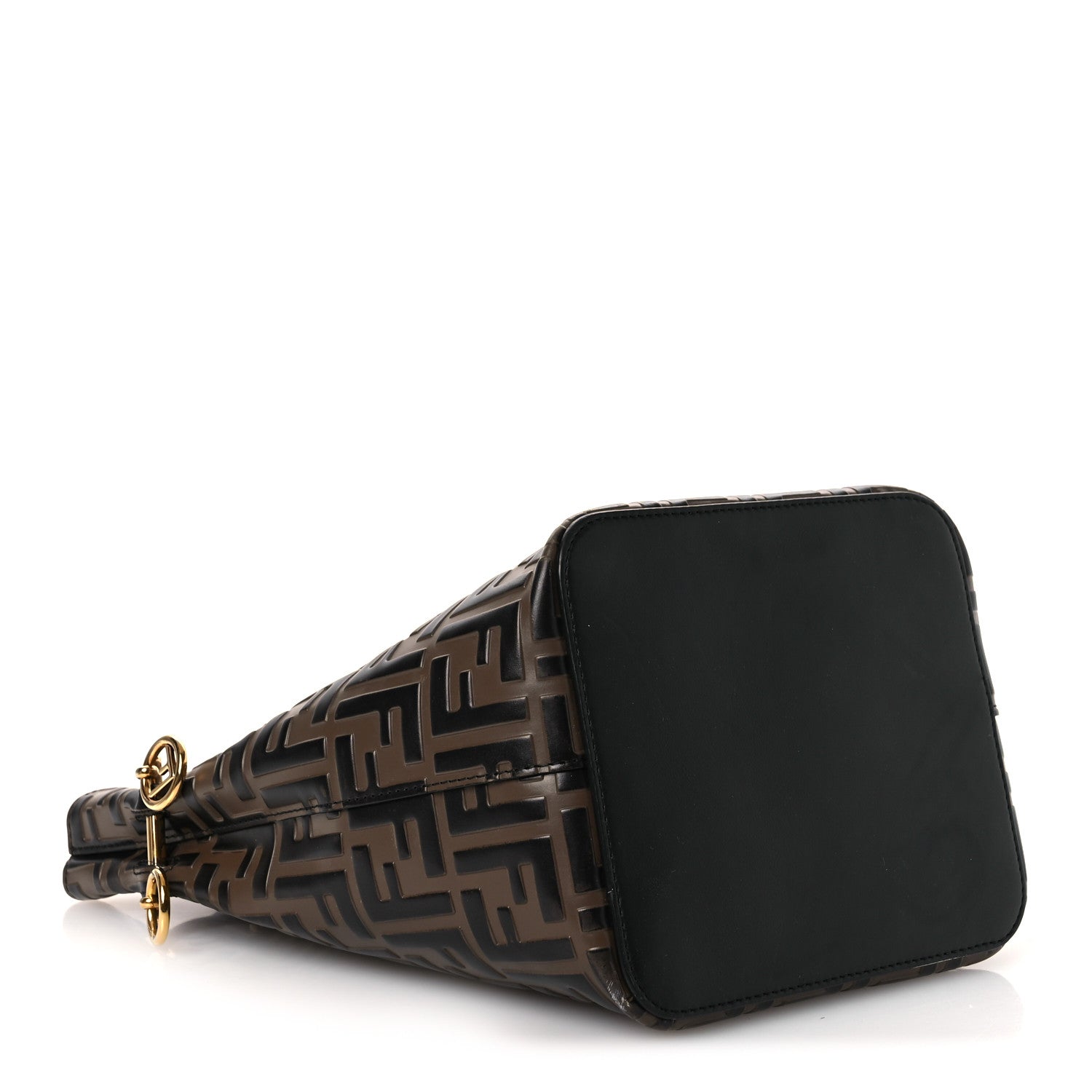 Fendi Vitello Grace F is Fendi Bi-Color FF 1974 Embossed Grande Mon Tresor Bucket Bag Maya Black Fragola