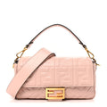 Fendi Nappa FF 1974 Embossed Baguette Baby Pink