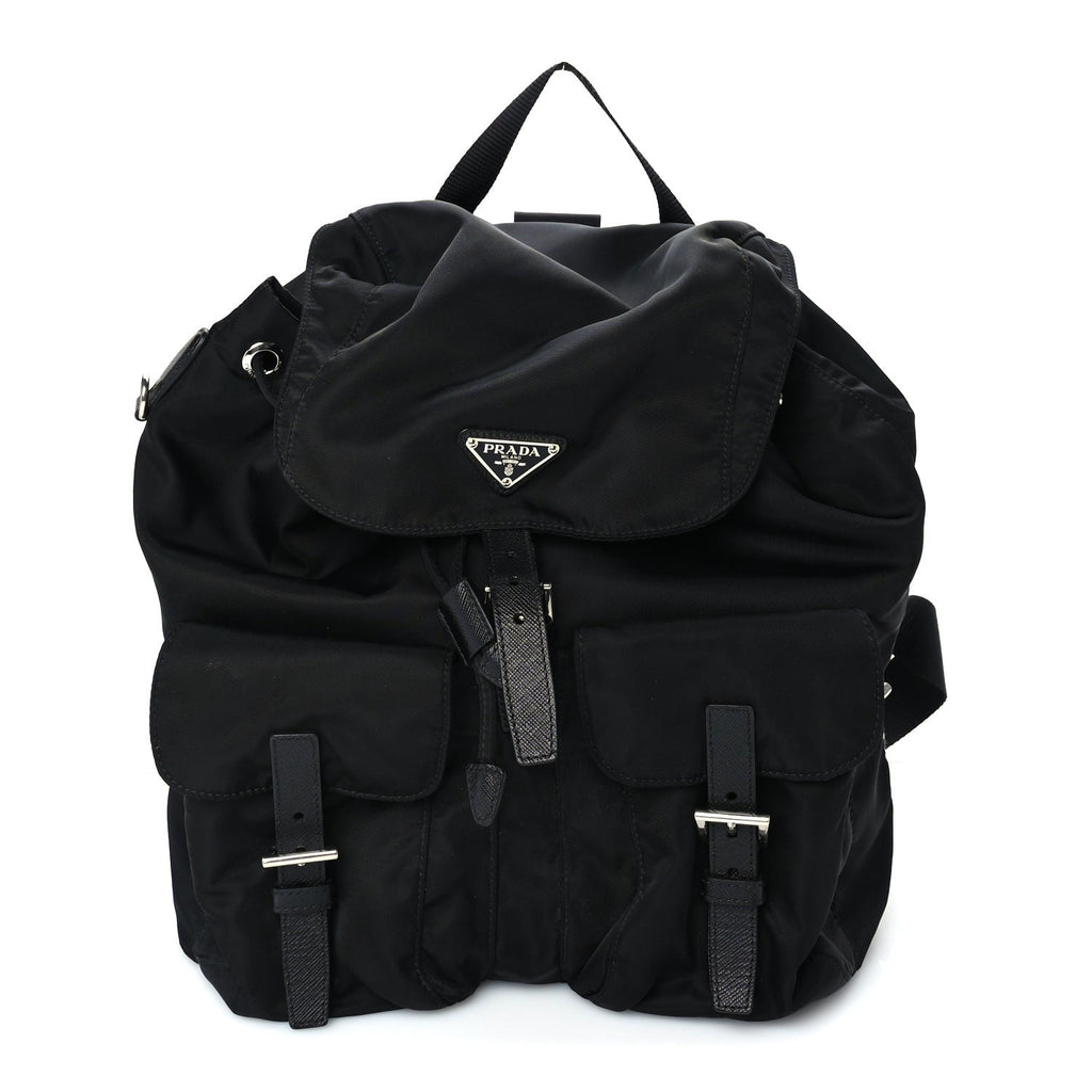 Prada Re-Nylon Vela Saffiano Medium Backpack Black