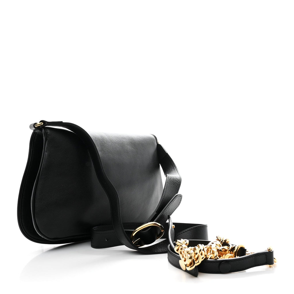 Gucci Roxy Calfskin Blondie Chain Shoulder Flap Bag Black
