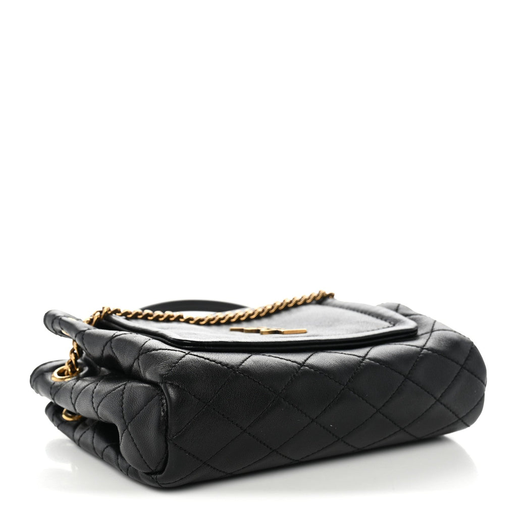 Saint Laurent Lambskin Quilted Monogram Mini Nolita Black