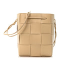 Bottega Veneta Lambskin Maxi Intrecciato Small Cassette Crossbody Bucket Bag Porridge