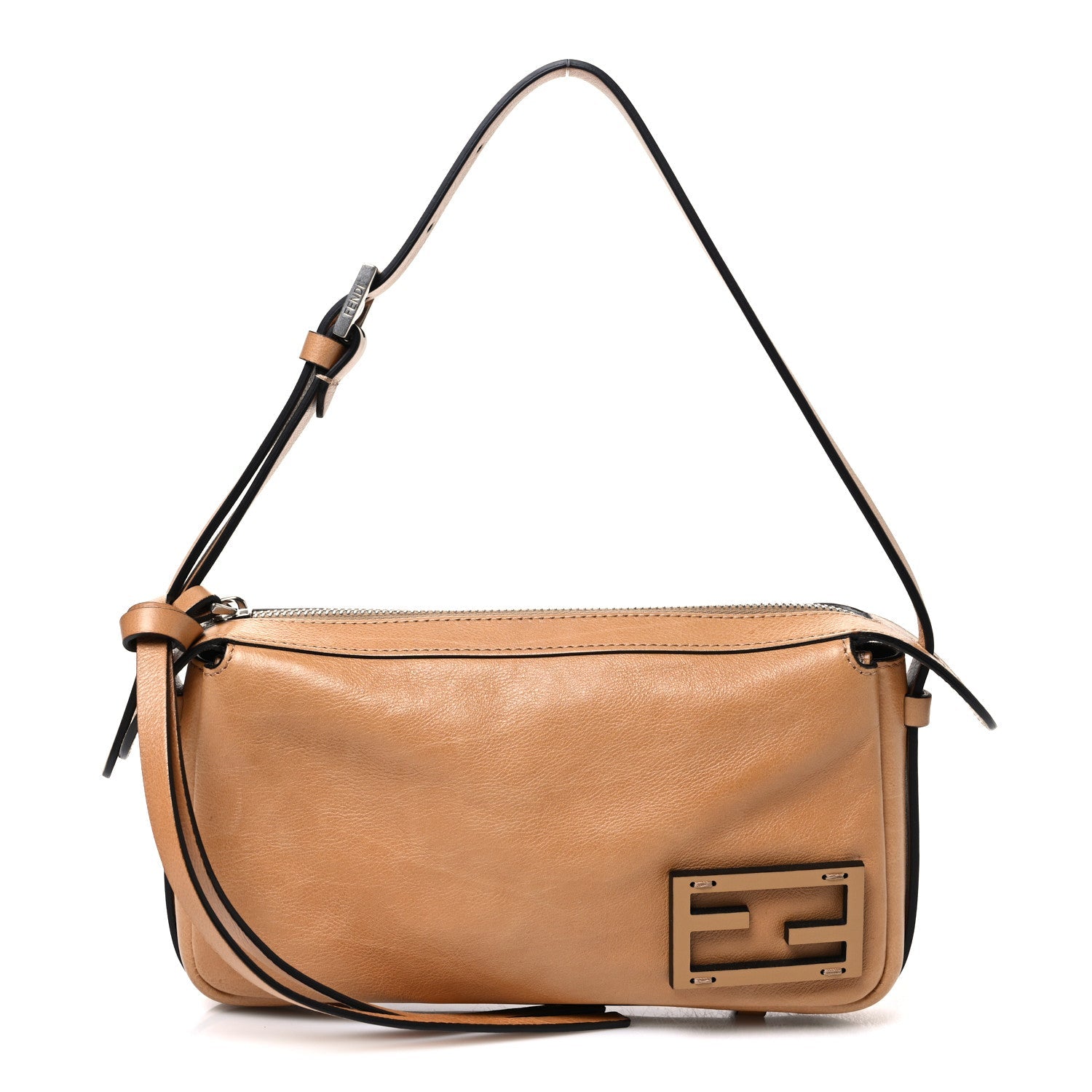 Fendi Vitello Mini Simply Fendi Shoulder Bag Miele Scuro