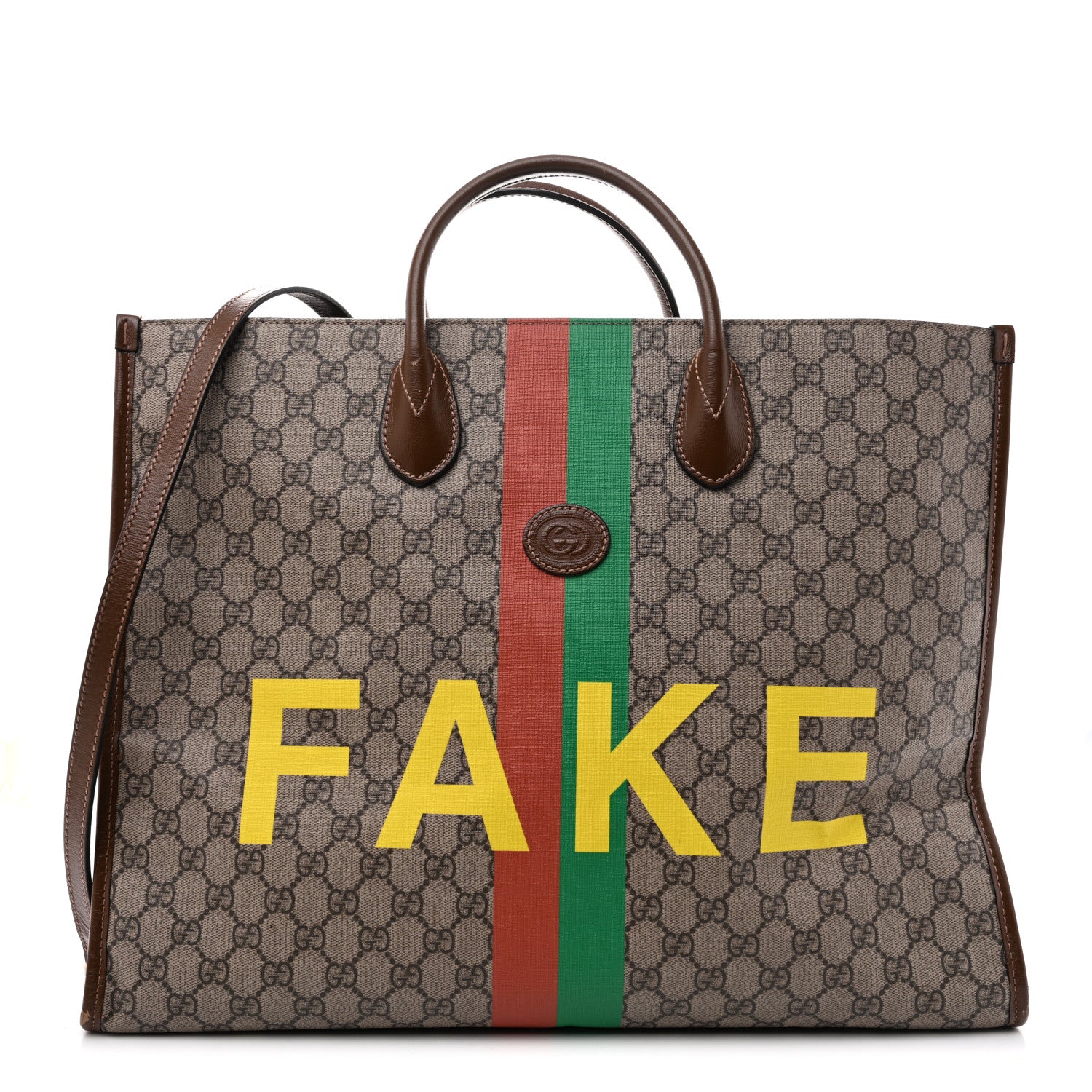 Gucci GG Supreme Monogram Fake/Not Large Retro Interlocking G Tote Bag Beige Brown Sugar