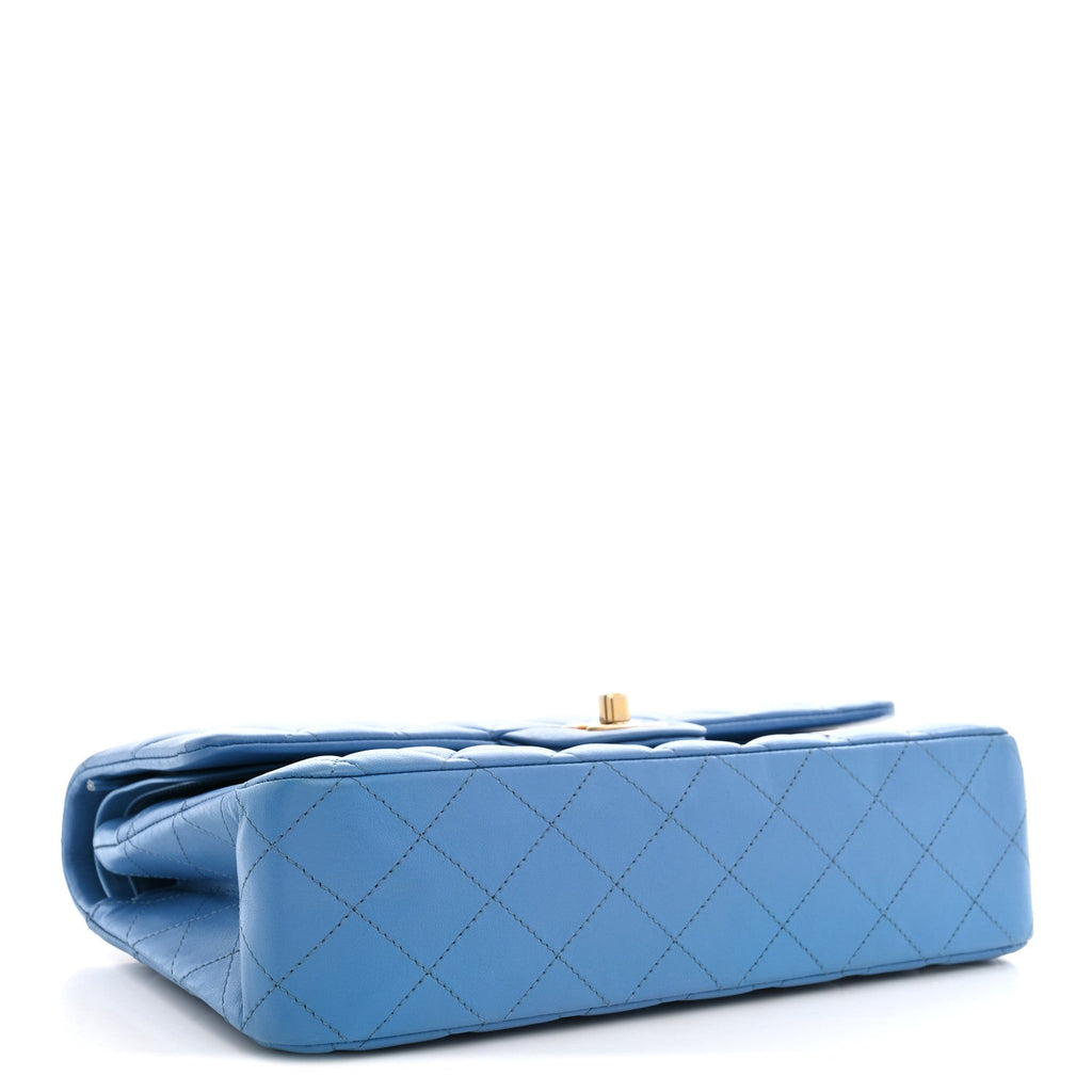 Chanel Lambskin Quilted Medium Double Flap Blue