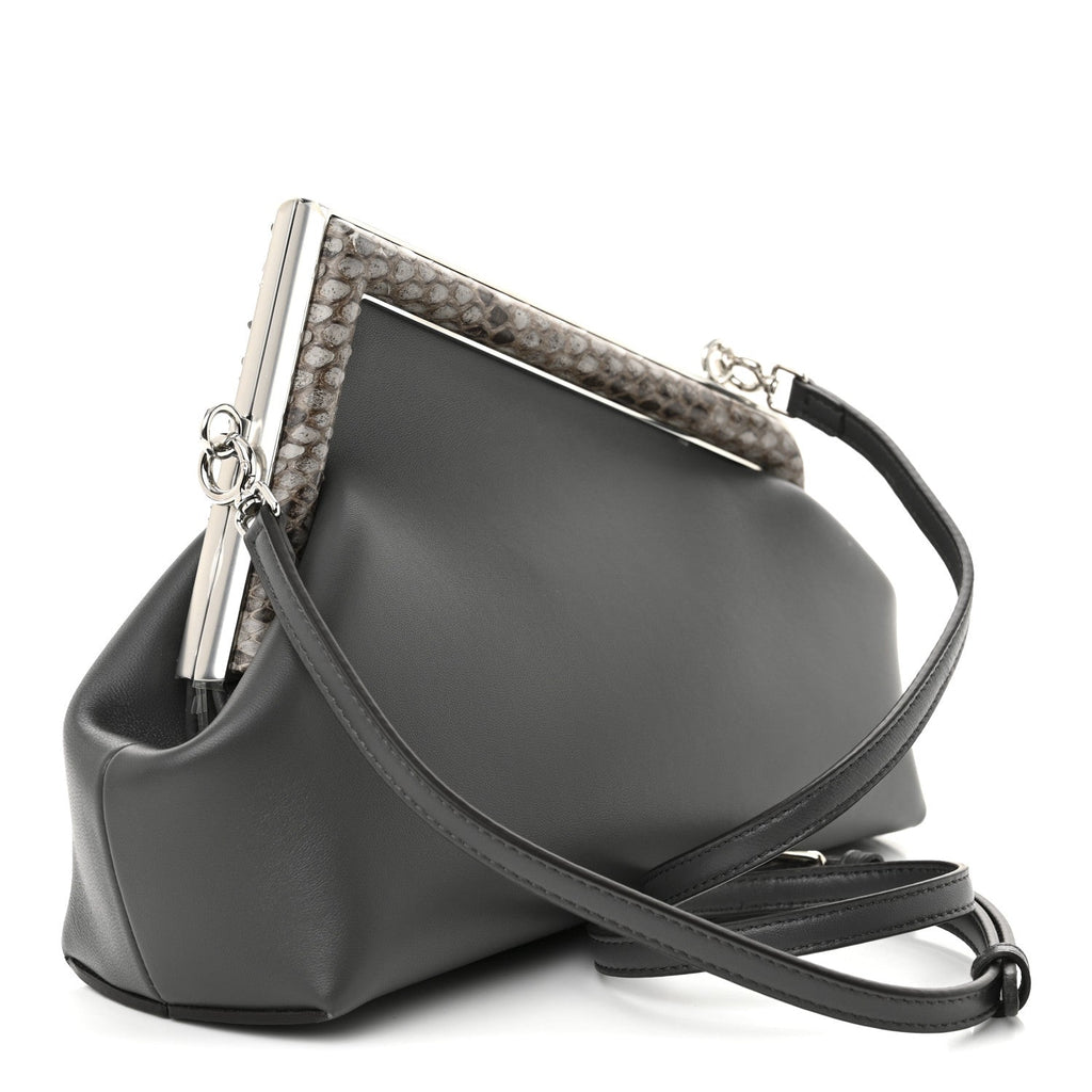 Fendi Shiny Nappa Snakeskin Small Fendi First Anthracite Asfalto