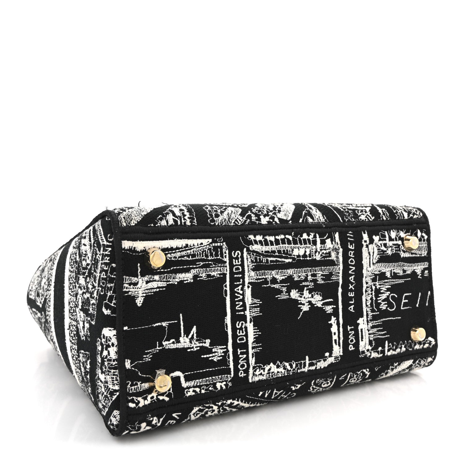 Dior Canvas Embroidered Medium Plan de Paris Lady D-Lite Black White