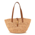 Saint Laurent Raffia Calfskin Small Panier Tote Naturel