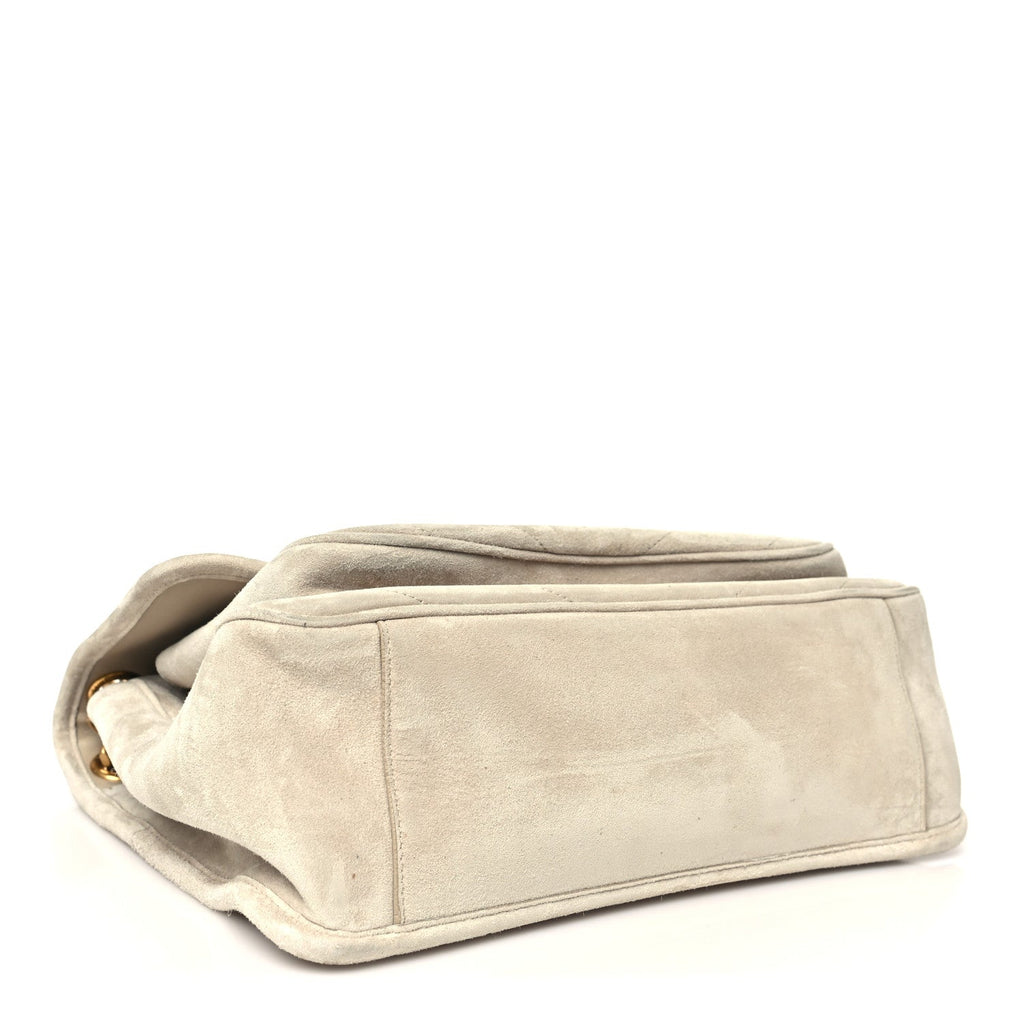 Saint Laurent Suede Monogram Medium Niki Chain Satchel Light Beige