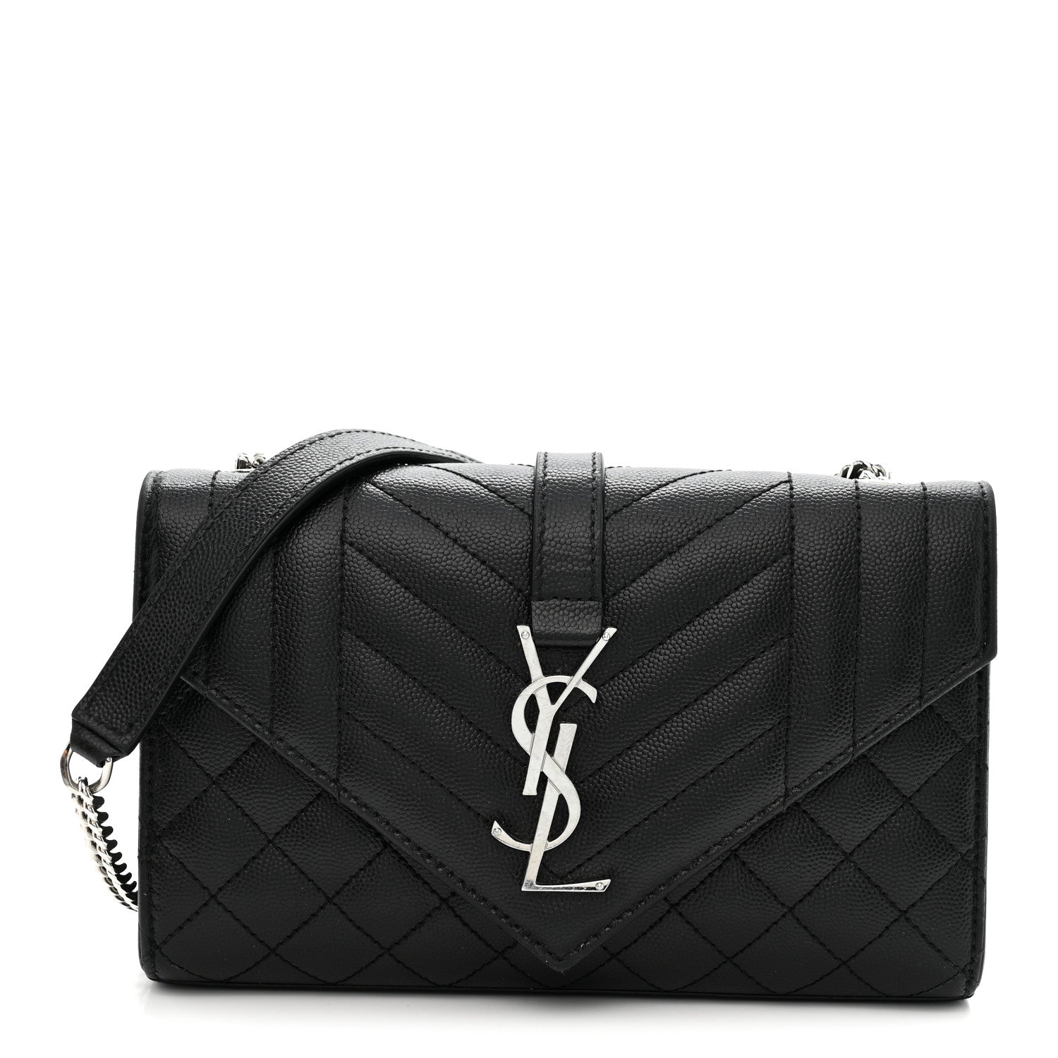 Saint Laurent Grain De Poudre Textured Mixed Matelasse Triquilt Small Monogram Satchel Black