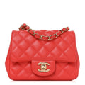 Chanel Lambskin Quilted Mini Square Flap Orange