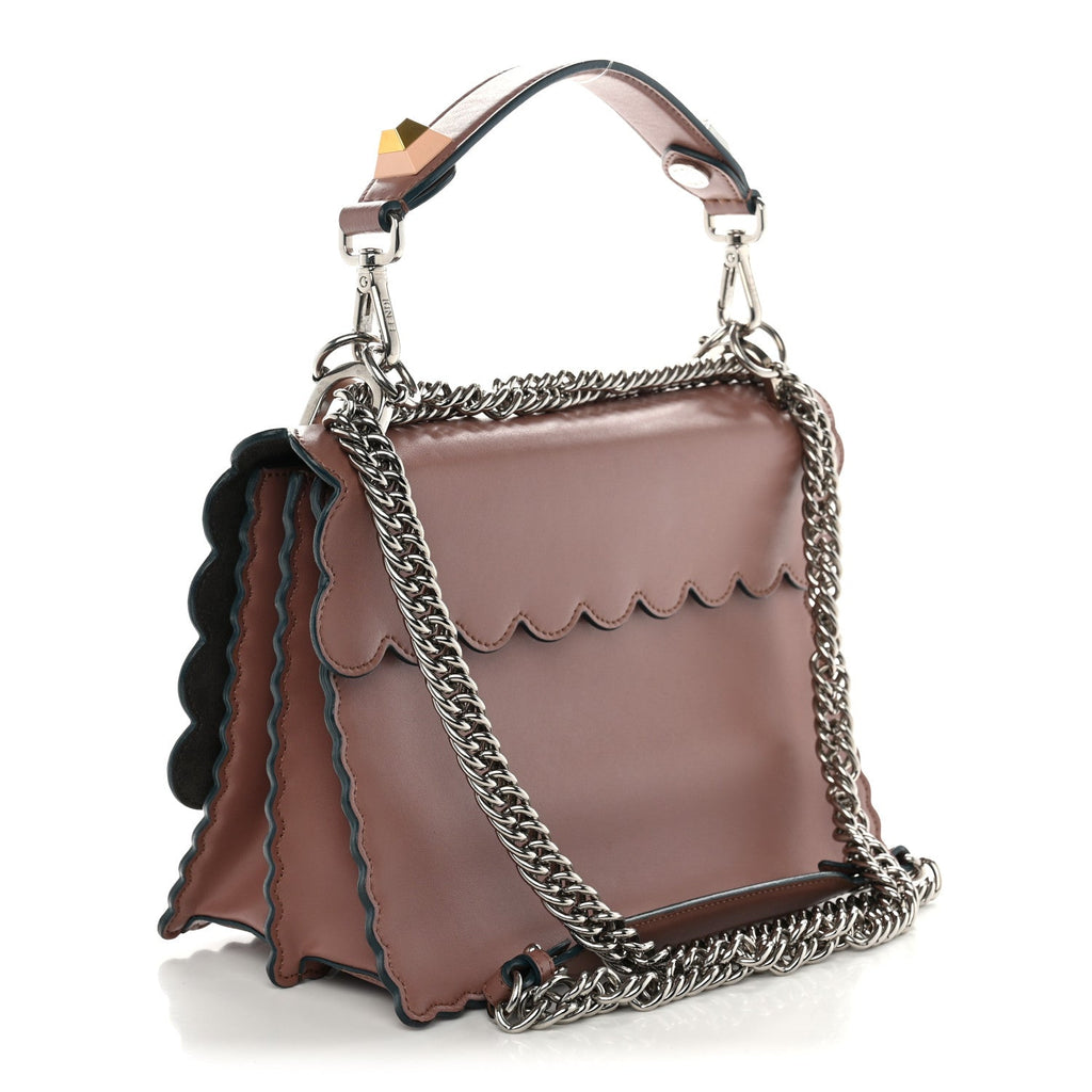 Fendi Vitello Liberty Scalloped Studded Kan I Shoulder Bag English Rose