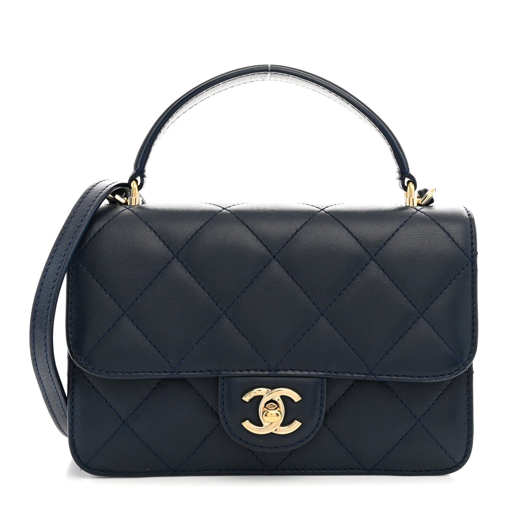 Chanel Calfskin Quilted Small Coco Lady Flap Navy