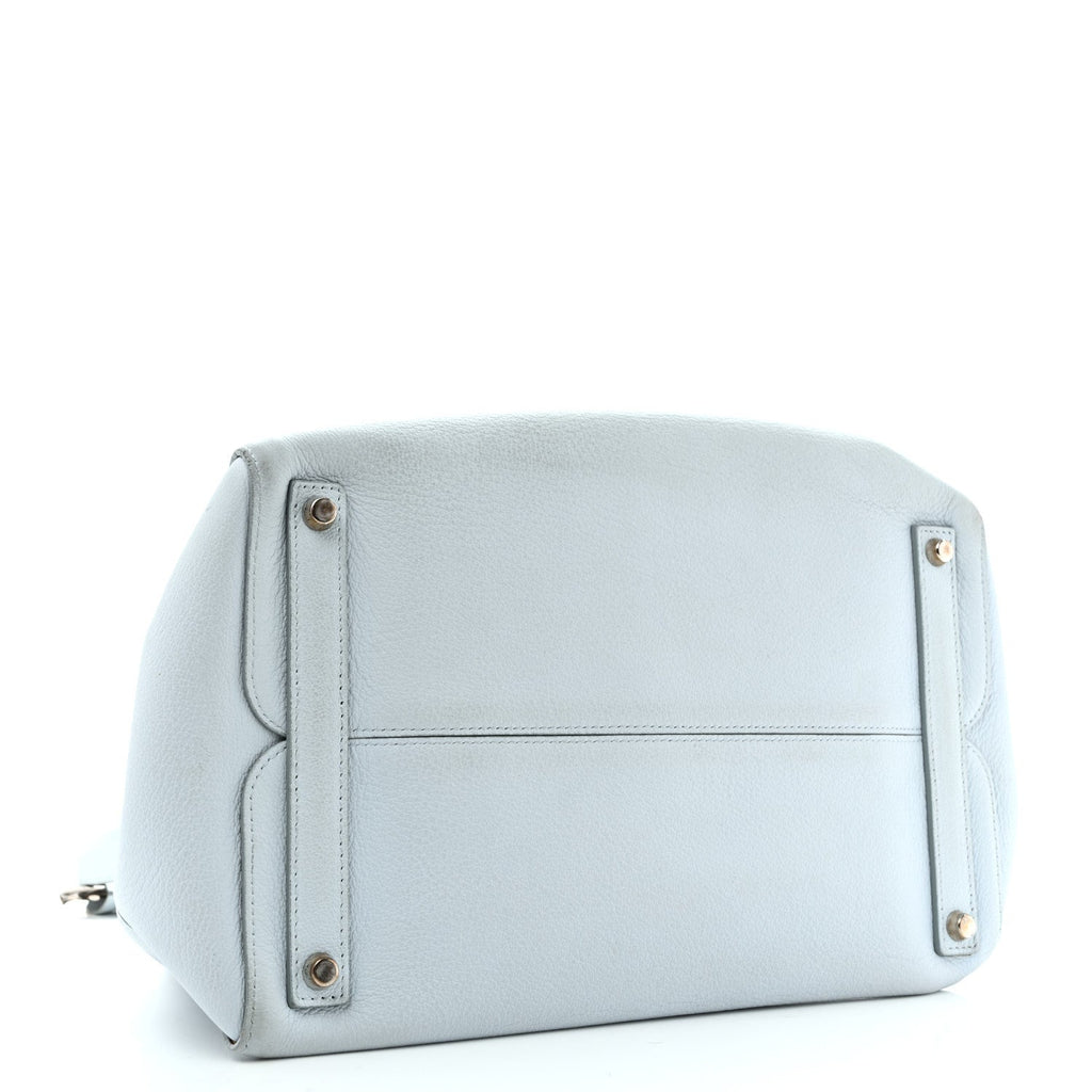 Dior Supple Grained Calfskin Large Open Bar Tote Light Blue