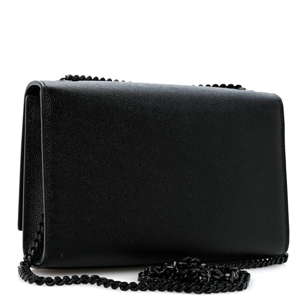 Saint Laurent Grain De Poudre Small Monogram Monochrome Kate Satchel Black