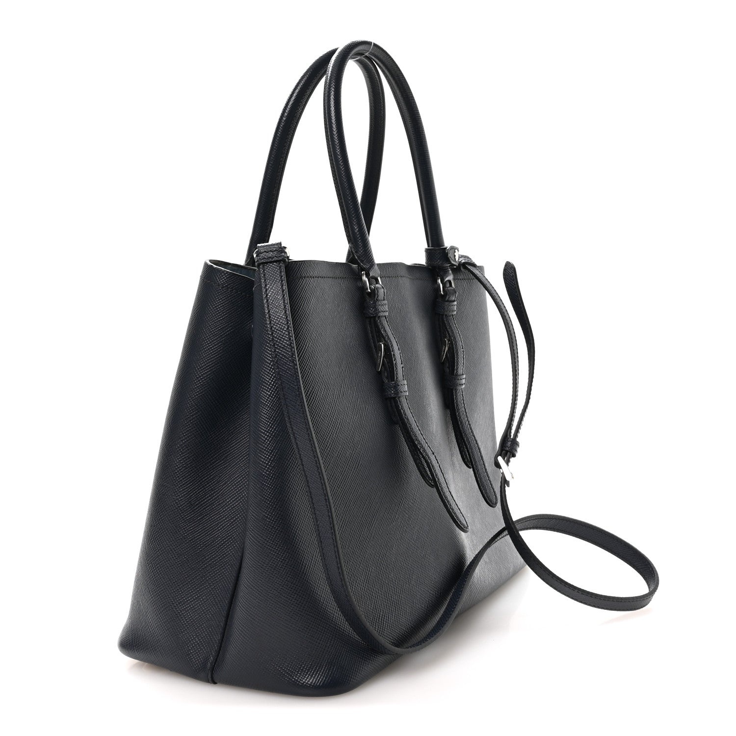 Prada Saffiano Cuir Medium Double Handle Tote Baltico Astrale