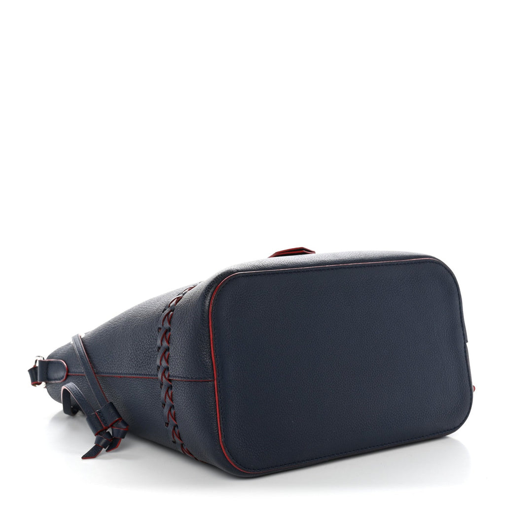 Louis Vuitton Soft Calfskin Braided Lockme Bucket Marine Rouge