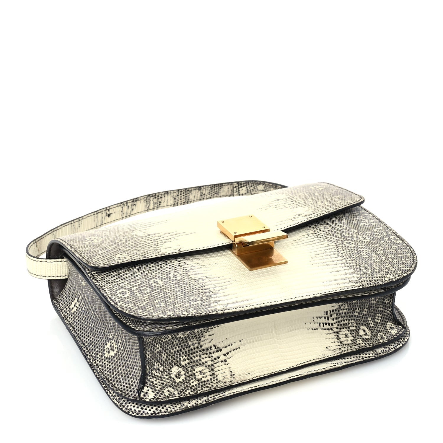 Celine Lizard Medium Classic Box Flap Bag Natural