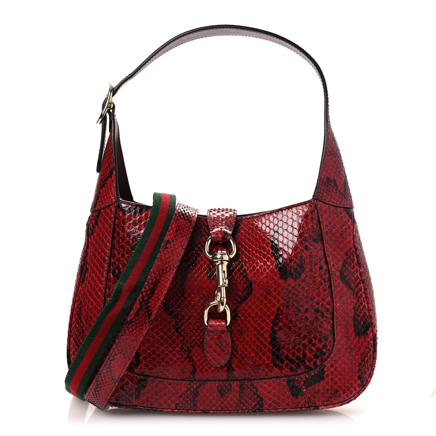 Gucci Snakeskin Web Small Jackie 1961 Hobo Rosso Ancora