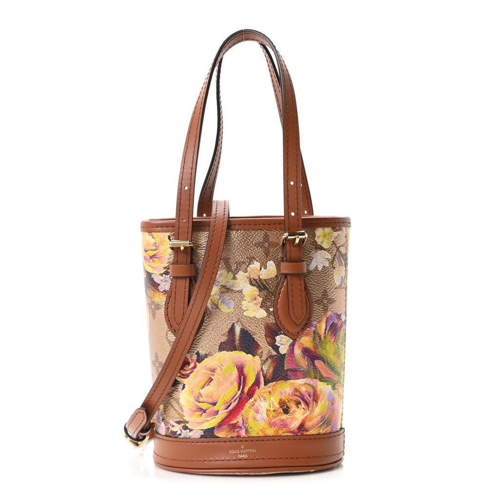 Louis Vuitton Metallic Monogram LV Garden Nano Bucket Bag Gold Gold