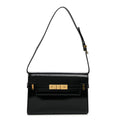 Saint Laurent Patent Linear Embossed Small Manhattan Shoulder Bag Black