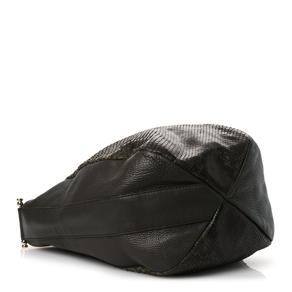 Gucci Snakeskin Greenwich Shoulder Bag Green