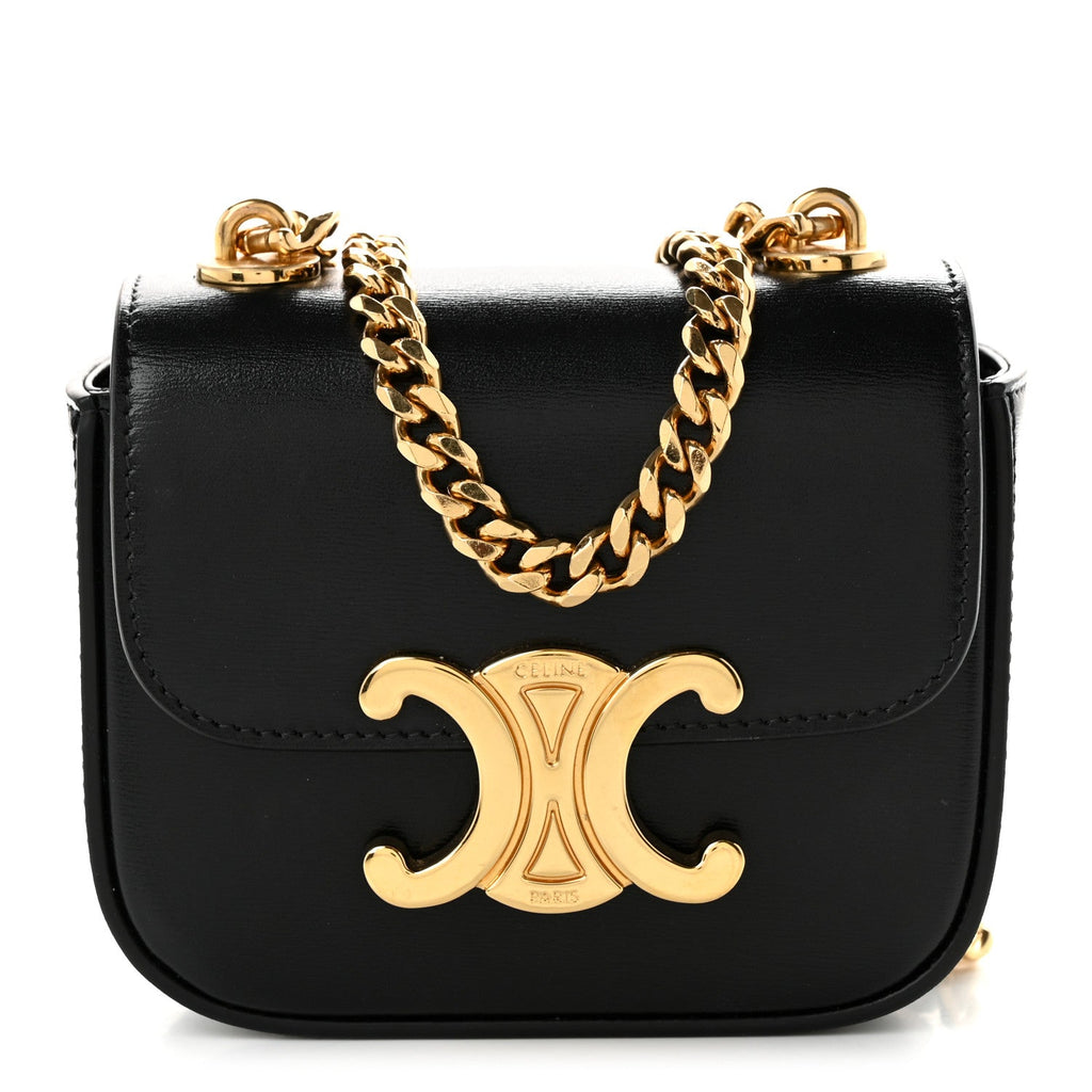 Celine Shiny Calfskin Mini Chain Claude Black