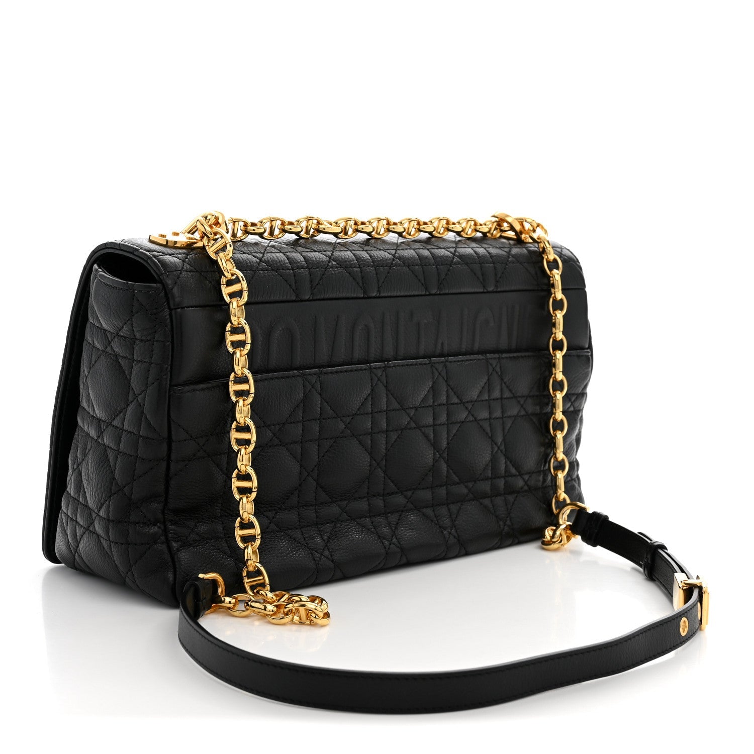 Dior Cannage Large Caro Bag Black side view
