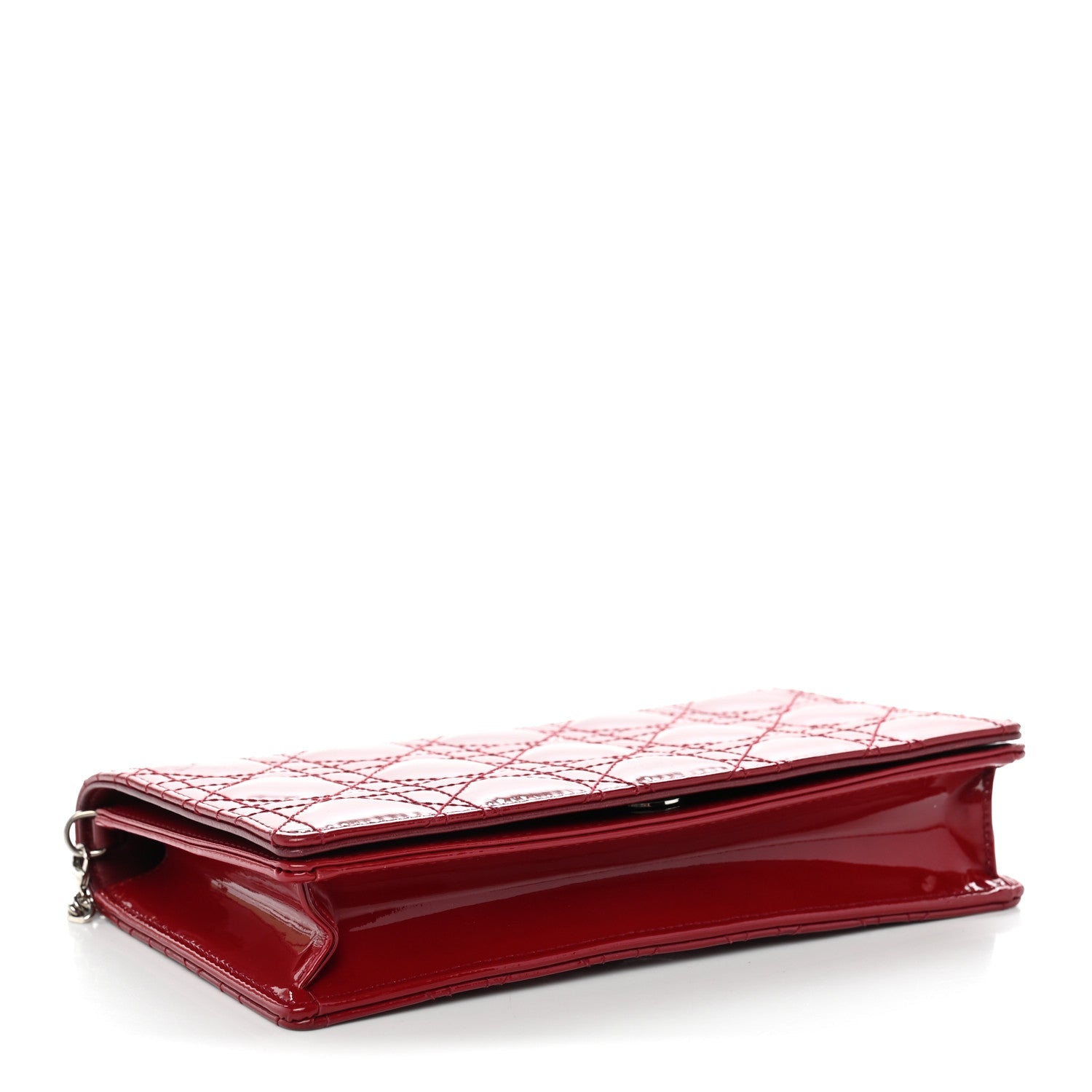 Dior Patent Cannage Lady Dior Clutch Red Red
