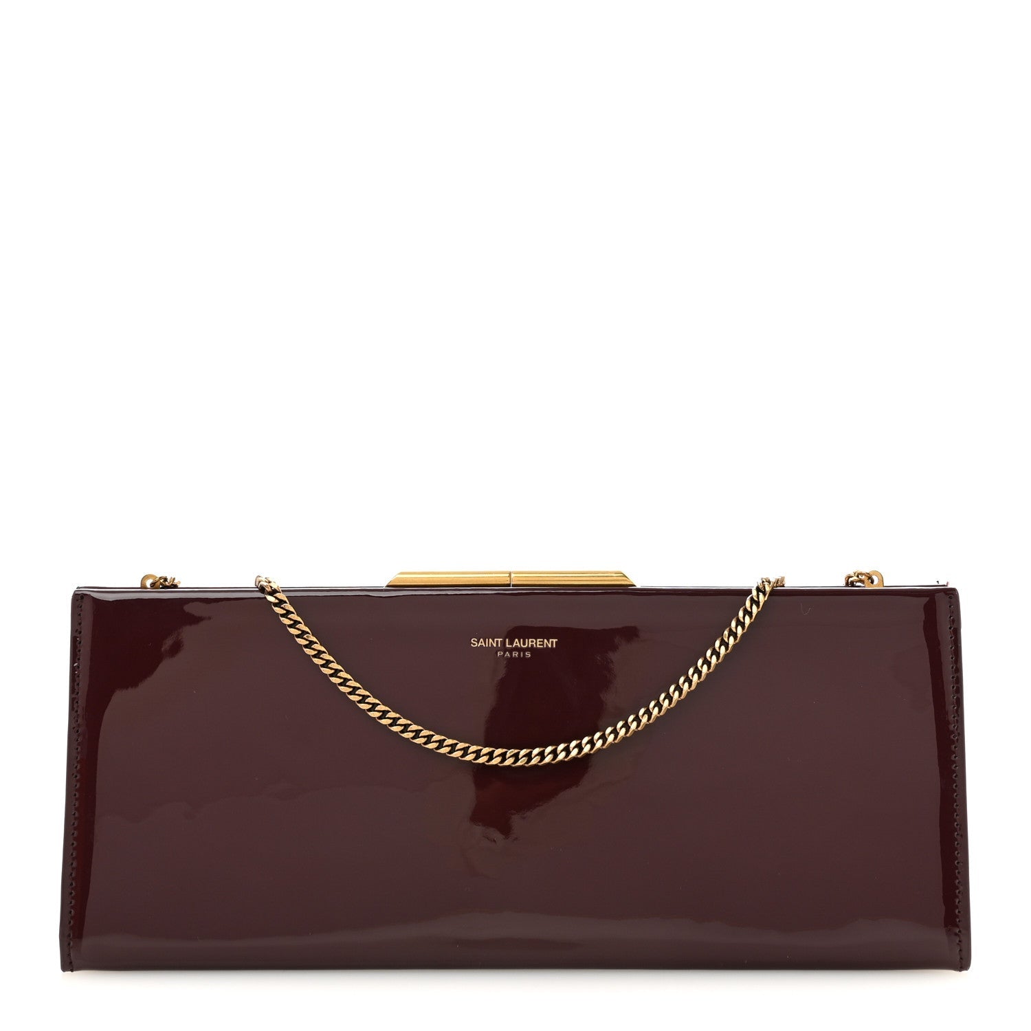 Saint Laurent Patent Clutch Rouge