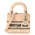Dior Raffia Woven Cannage Embroidered Mini Lady D-Lite Natural Black