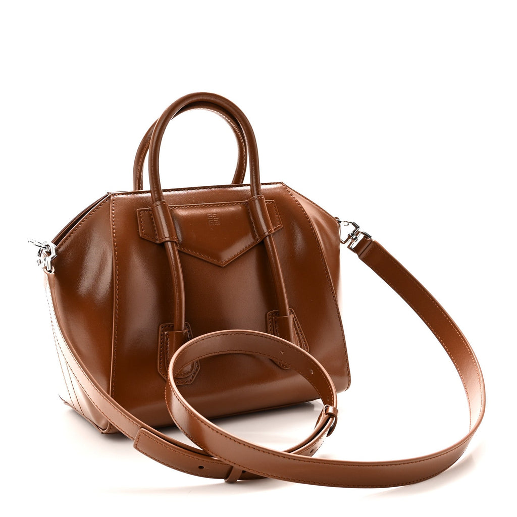 Givenchy Box Calfskin Mini Lock Antigona Shoulder Bag Beige Chestnut