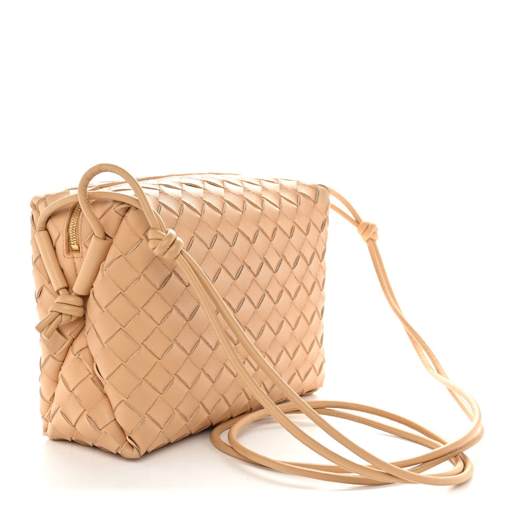 Bottega Veneta Nappa Intrecciato Small Loop Camera Bag Almond