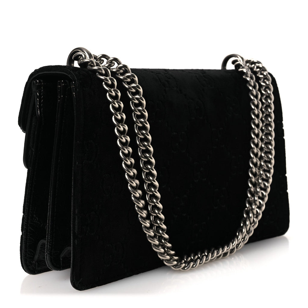 Gucci Velvet GG Monogram Small Dionysus Shoulder Bag Black