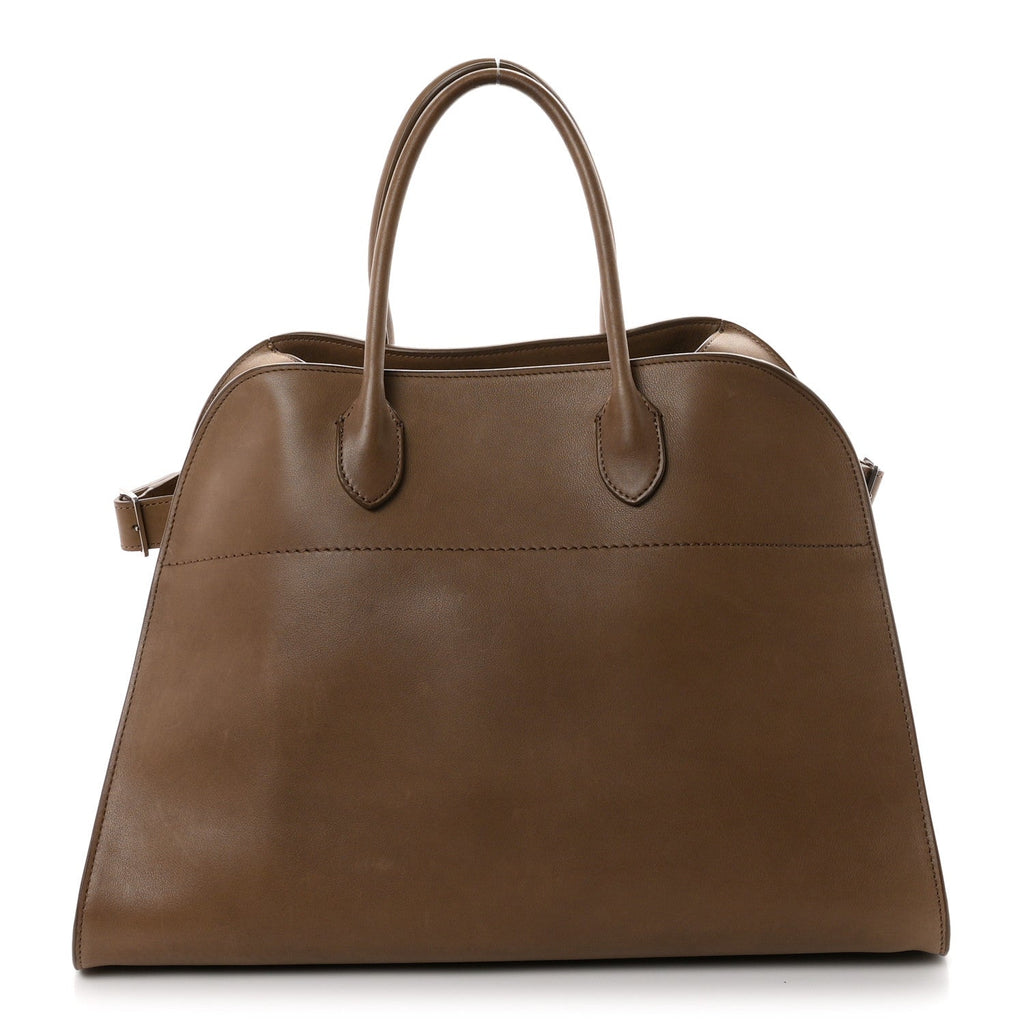 The Row Polished Saddle Calfskin Soft Margaux 15 Mouse Grey