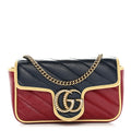 Gucci Vintage Effect Calfskin Matelasse Super Mini Torchon GG Marmont Shoulder Bag Black Beige