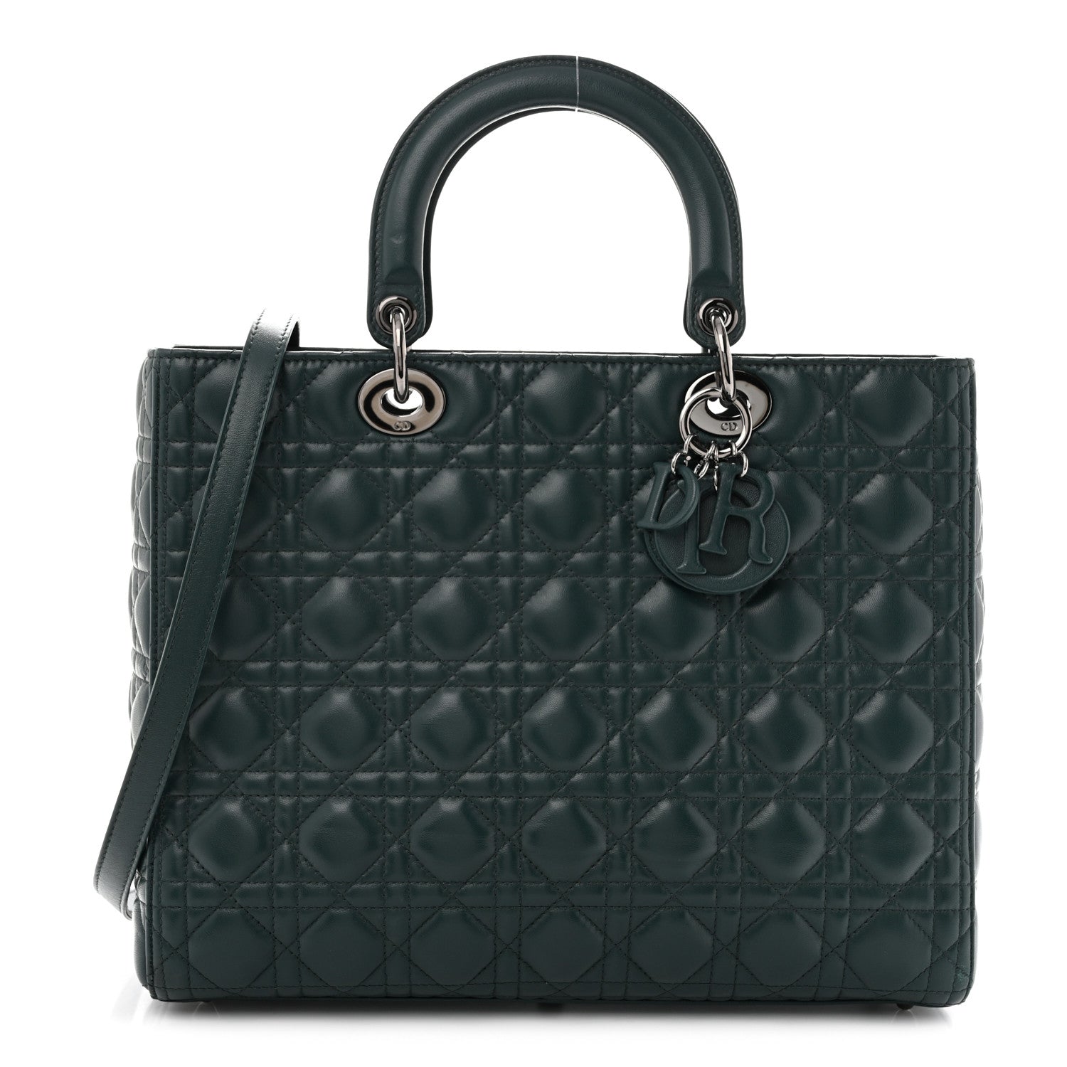 Dior Lambskin Cannage Large Lady Dior Dark Green
