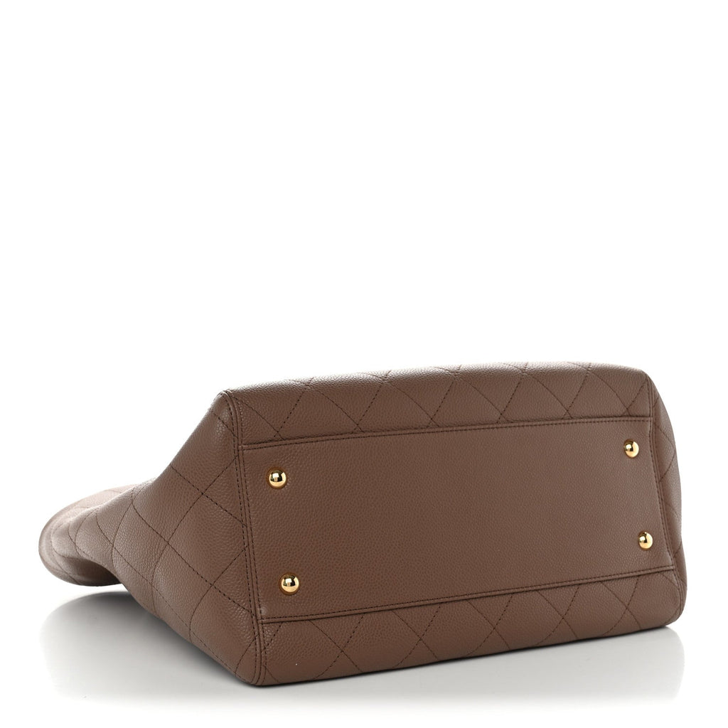Chanel Caviar Quilted Shopping Tote Brown