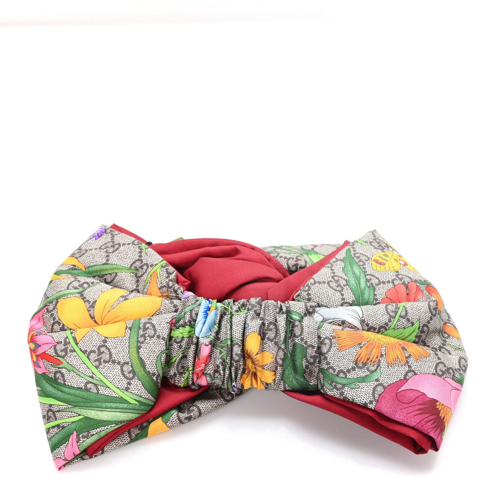 Gucci Silk Monogram Flora Print Headband M Red