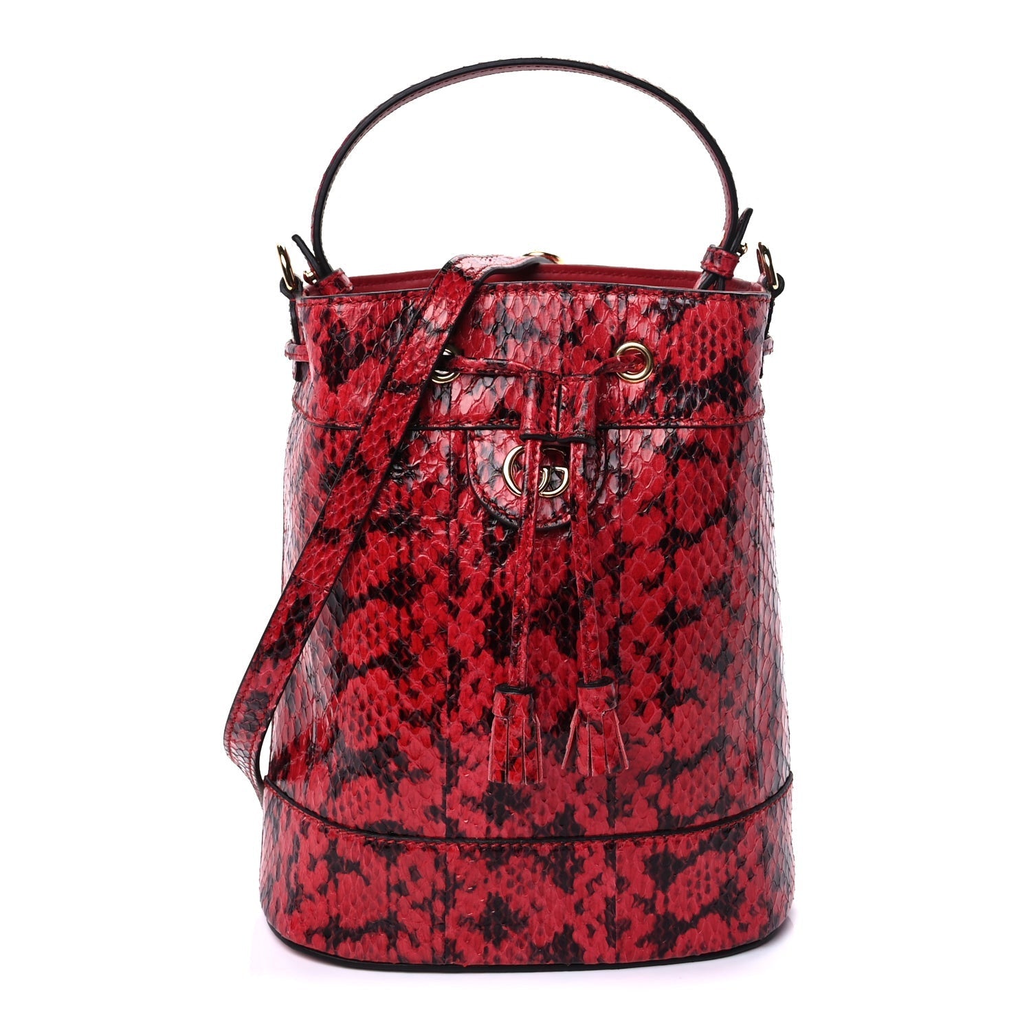 Gucci Python Ophidia Bucket Bag Red Black