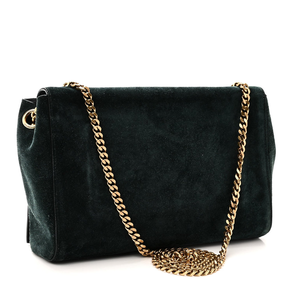 Saint Laurent Smooth Calfskin Suede Medium Reversible Monogram Kate Satchel Black
