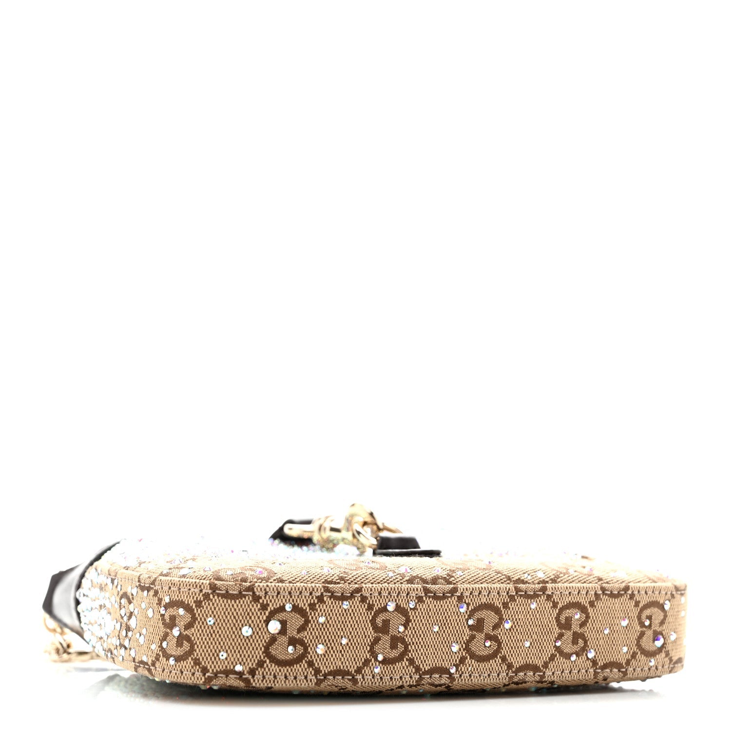 Gucci Monogram Crystal Mini Jackie Notte Bag Camel Ebony