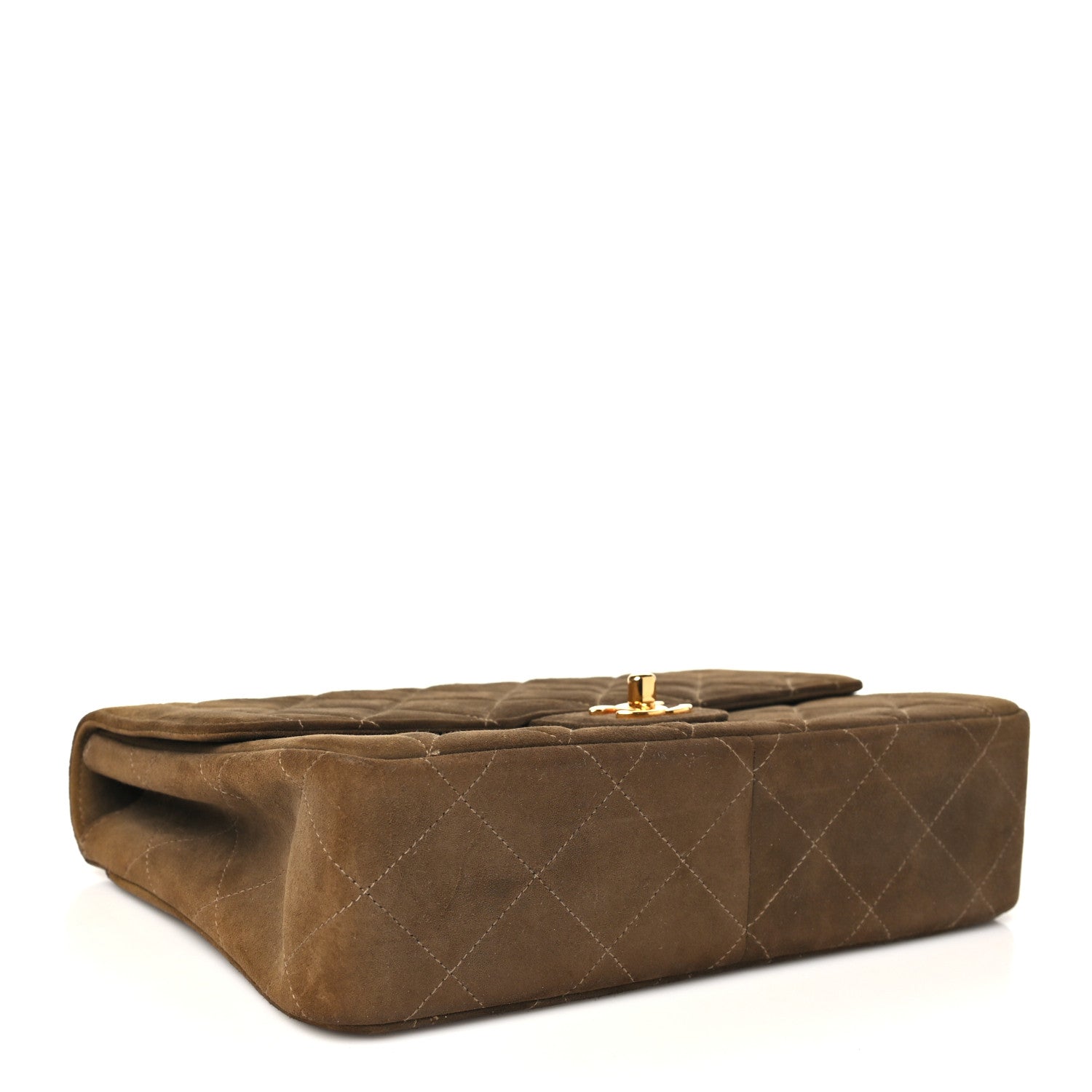 Chanel Suede Quilted Medium Single Flap Brown