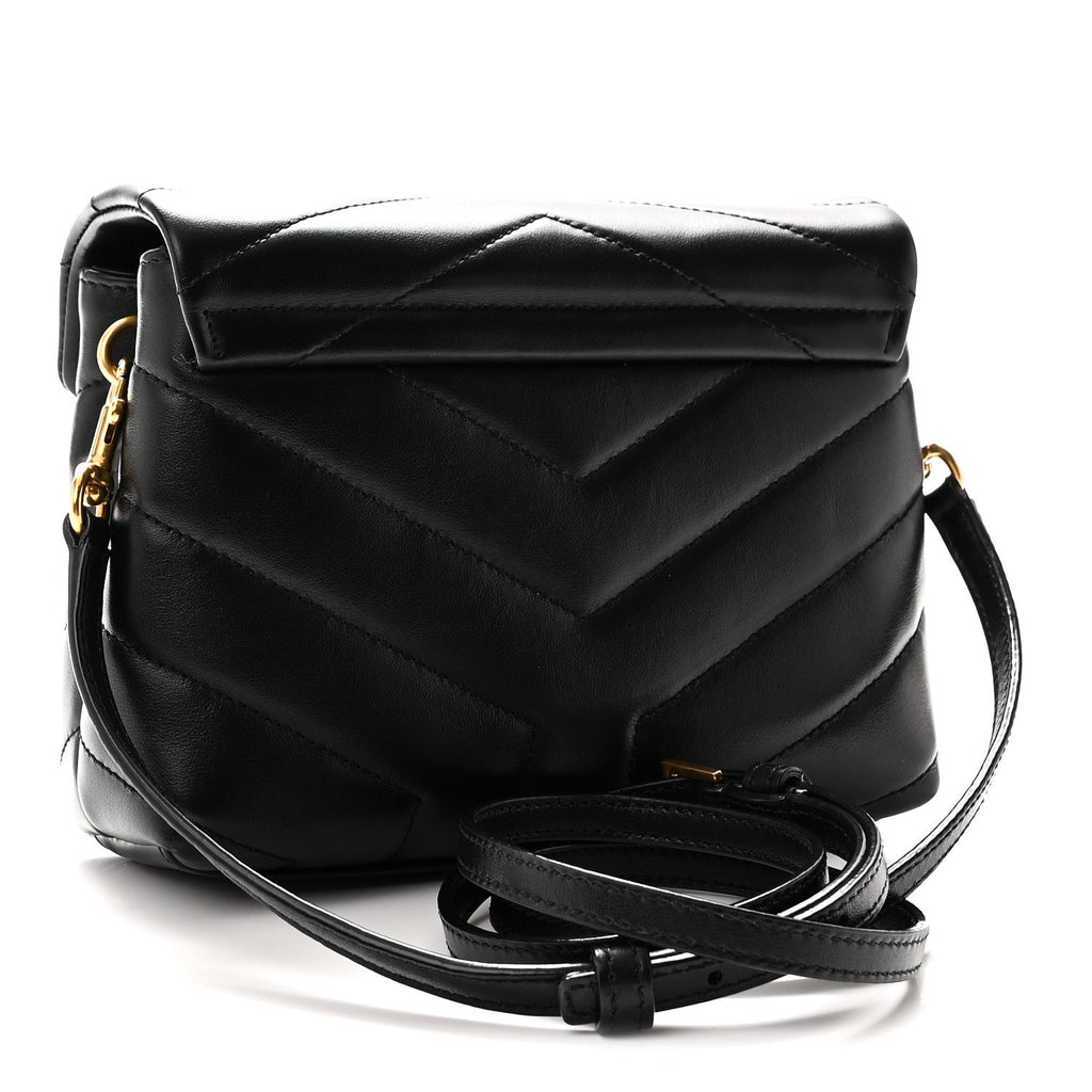 Saint Laurent Calfskin Y Quilted Monogram Toy Loulou Crossbody Bag Black