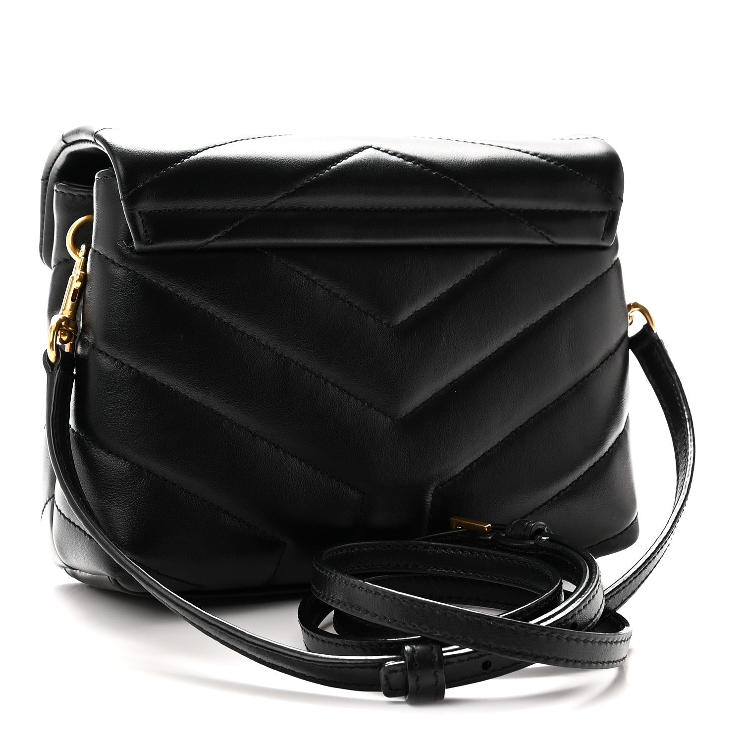 Saint Laurent Calfskin Y Quilted Monogram Toy Loulou Crossbody Bag Black